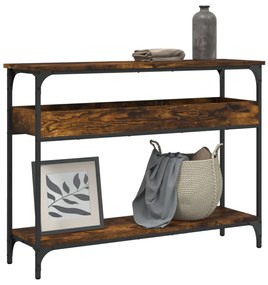 vidaXL Masă consolă cu raft stejar fumuriu 100x29x75 cm lemn prelucrat
