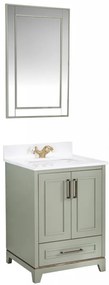 Set Mobilier Baie Ontario 24, Include Dulap Baza cu Lavoar și Oglinda, 60 cm, Verde Fistic