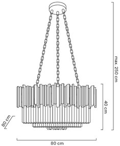 Lustra suspendata, Cristale de Sticla, Glamour Silver 80