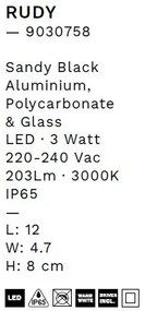 Spot LED incastrabil exterior, ambiental, IP65, RUDY negru
