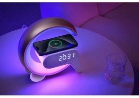 Lampă LED RGB dimabilă cu ceas deșteptător și încărcare Qi Immax 08986L 30W/230V auriu