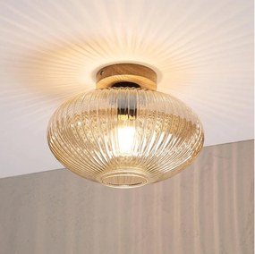 Plafonieră MILOU WOOD 1xE27/15W/230V stejar/bej fumuriu, diam. 29 cm