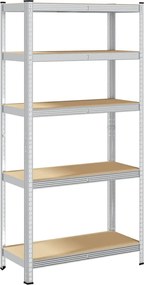 vidaXL Raft depozitare cu 5 niveluri, argintiu, oțel&lemn prelucrat