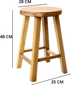 Scaun taburet, din lemn culoare nuc ,46 cm