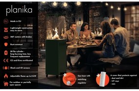 Șemineu de exterior pe gaz Planika Faro GAS 142x36 cm 8kW verde + capac de protecție