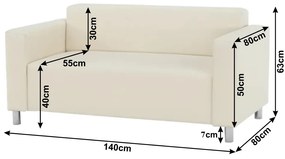 Canapea 2 locuri, piele ecologică bej, HOMKER