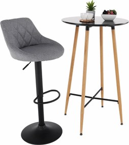 Masă de bar, negru/stejar, diametru 60 cm, IMAM