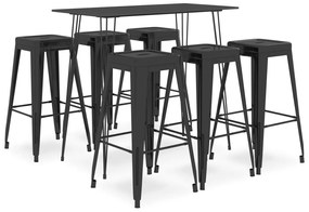 vidaXL Set mobilier de bar, 7 piese, negru
