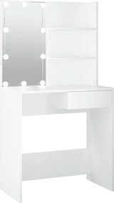 vidaXL Masă de toaletă cu LED, alb, 74,5x40x141 cm