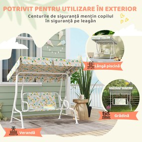 AIYAPLAY Leagăn pentru Copii cu Copertină Reglabilă și Centură de Siguranță, 120x112x75 cm, Alb | Aosom Romania