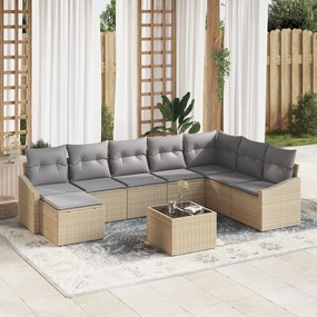 vidaXL Set de canapele pentru grădină 9 pcs Bej Rattan poli