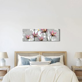 Tablou cu abstracție florală (cu ceas) (90x30 cm)