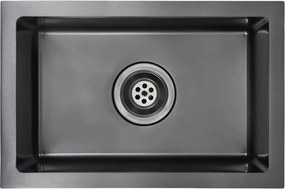 vidaXL Chiuvetă de bucătărie lucrată manual, negru, oțel inoxidabil