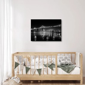 Tablou pe sticlă - pod albnegru (70x50 cm)