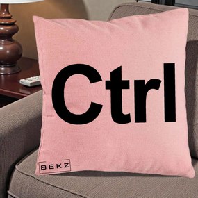 Perna Personalizata Tasta Ctrl Tipografie Bold, 40x40 cm, Roz, Husa Detasabila, Perna Inclusa, BEKZ®