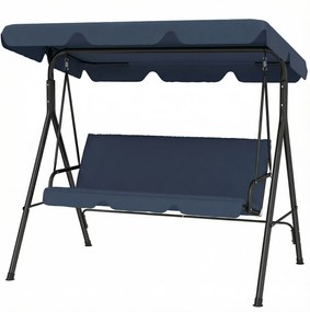Outsunny Balansoar de Grădină Exterior Leagăn 3 locuri cu Copertină Reglabilă și Cadru din Oțel 172x118x153 cm Bleumarin | Aosom Romania