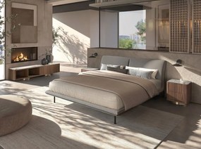 Noptiera din furnir de nuc cu blat marmura portelanata Walnut