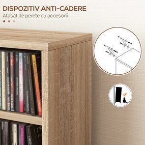 HOMCOM Set de 2 Biblioteci cu 12 Rafturi pentru 204 CD-uri/DVD-uri, Bibliotecă Coloană, 21x22,5x88,5 cm, Lemn Natural | Aosom Romania