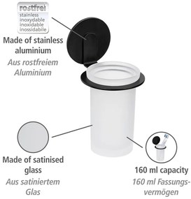 Suport pentru periuța de dinți negru mat autoadeziv din sticlă Bivio – Wenko