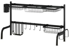 HOMCOM Suport pentru vase, ajustabil în lungime 51-93 cm, multe elemente, aranjament flexibil, 93 x 30 x 52 cm, negru | Aosom Romania