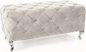 Taburet HESTIA, stofa catifelata gri deschis - Bluvel 03, 100x50x46 cm