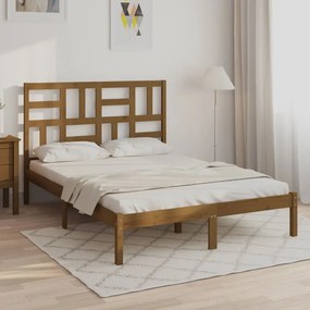 3105923 vidaXL Cadru de pat mic dublu, maro miere, 120x190 cm, lemn masiv