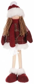 Decorațiune textilă de Crăciun fetiță Jacheta,înălțime 35 cm, roșu