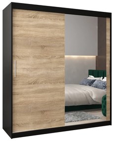 Dulap de haine 180 cm Toki 2 (negru mat + stejar sonoma). 1065006
