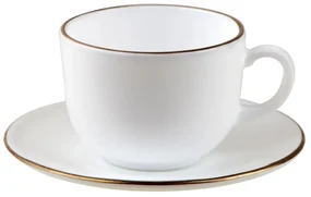 Set cesti cafea 12 piese, opal, alb cu auriu, 210 ml Kinghoff KH-1929