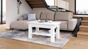 Mazzoni BRAWO Alb - MĂSUȚĂ DE CAFEA CU BLAT EXTENSIBIL ȘI RIDICABIL MASĂ CU RAFT