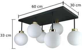 Lustră aplicată DEA 6xE14/60W/230V negru/auriu/alb