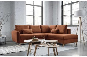 Colțar extensibil cu șezlong pe partea dreaptă Miuform Scandic Lagom L, portocaliu închis