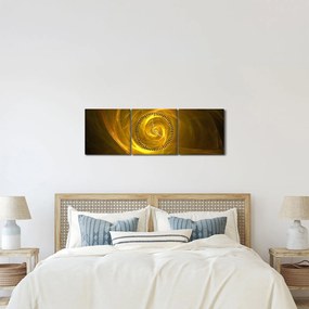 Tabloul cu spirala abstractă în galben (cu ceas) (90x30 cm)