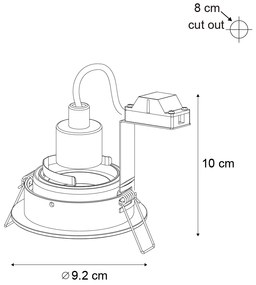 Set de 6 spoturi încastrate moderne Gunmetal GU10 50mm Rotunde Înclinabile - Chuck