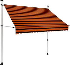 vidaXL Copertină retractabilă manual, portocaliu și maro, 200 cm