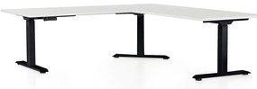 Masa inaltime reglabila OfficeTech Angle, 180 x 200 cm, bază neagră, alb