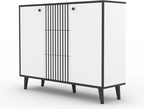 Comodă cu doua usi si trei sertare, 120x35x90cm, FADI, ADRK Furniture (Culoare: Artisan / Negru)