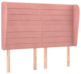 3118149 vidaXL Tăblie de pat cu aripioare, roz, 147x23x118/128 cm, catifea