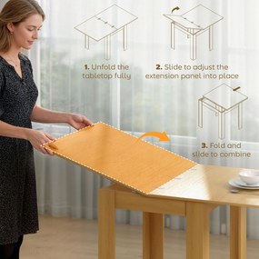 HOMCOM Masă de Sufragerie Extensibilă pentru 4-6 Persoane Design Rabatabil, 70-140cm Masă Extensibilă Rectangulară Salvaspațiu cu Picioare Antiderapante, pentru Sala de Mese Living, Culoare Efect de Lemn | Aosom Romania