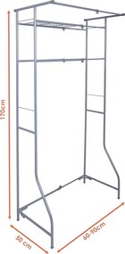 Raft metalic pentru baie deasupra masinii de spalat FIXANO 170x60-90 cm, gri