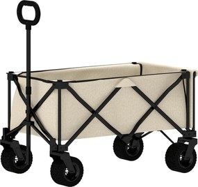 Outsunny Carucior de grădină cu o capacitate de 100 kg, pliabil, cu sac detașabil, 90 x 48 x 92 cm, bej | Aosom Romania