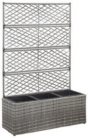 vidaXL Strat înălțat spalier cu 3 ghivece gri 83x30x130 cm poliratan