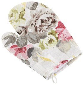 Bellatex Mănușă de bucătărie Flori gri-roz, 28 x18 cm