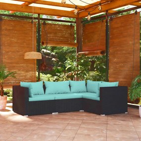 3101673 vidaXL Set mobilier de grădină cu perne, 4 piese, negru, poliratan