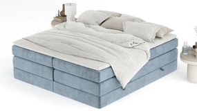 Pat boxspring albastru cu spațiu de depozitare/fără tăblie 180x200 cm Juniper – Maison de Rêve