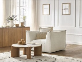 Fotoliu bej cu tapițerie din catifea reiată Giorgia – Bobochic Paris