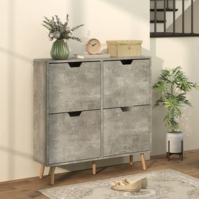 HOMCOM Pantofar cu 4 Sertare Rabatabile pe 2 Niveluri pentru 16 Perechi de Pantofi, 95x26x95 cm, Gri | Aosom Romania