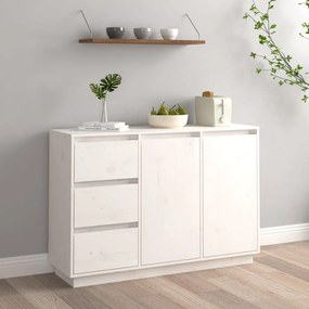 813805 vidaXL Servantă, alb, 111x34x75 cm, lemn masiv de pin