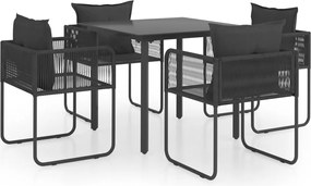 vidaXL Set mobilier de grădină, 5 piese, negru, ratan PVC