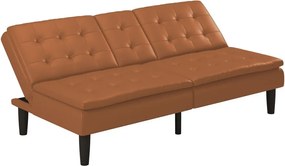 Canapea maro coniac extensibilă cu tapițerie din imitație de piele 191 cm Maine – Støraa